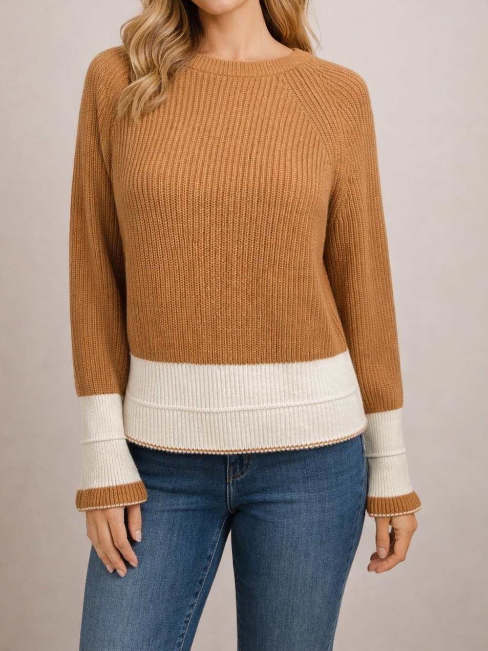 Yishion Casual Wool Color Block Sweater